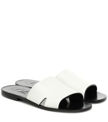 Loewe Anagram Leather Slides