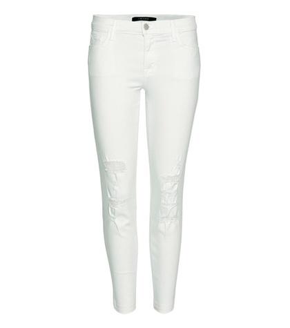Loro Piana Cropped Low Rise Distressed Skinny Jeans
