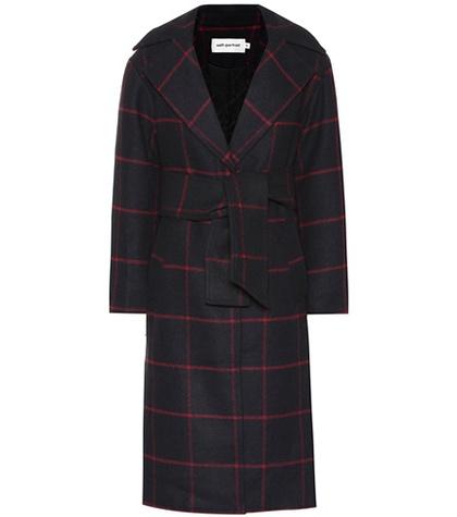 Self-portrait Checked Wool-blend Coat