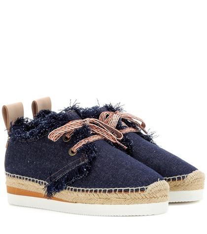See By Chlo Denim Lace-up Espadrilles