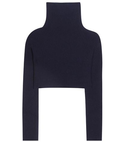 Valentino Cropped Virgin Wool And Cashmere Turtleneck Sweater