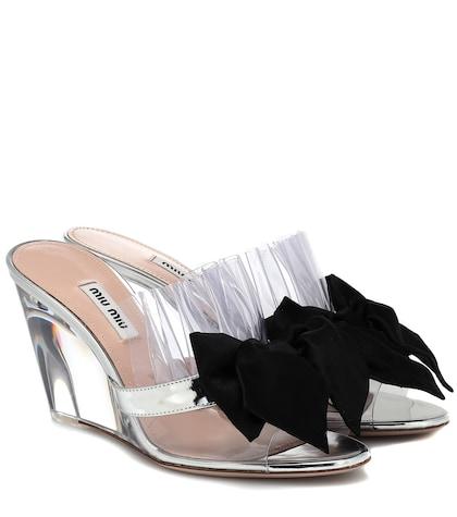 Miu Miu Leather-trimmed Wedges