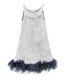 Miu Miu Feather-trimmed Denim Dress