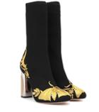 Alexander Mcqueen Embroidered Stretch-knit Ankle Boots