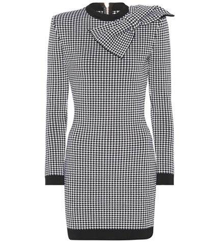 Balmain Gingham Stretch Minidress
