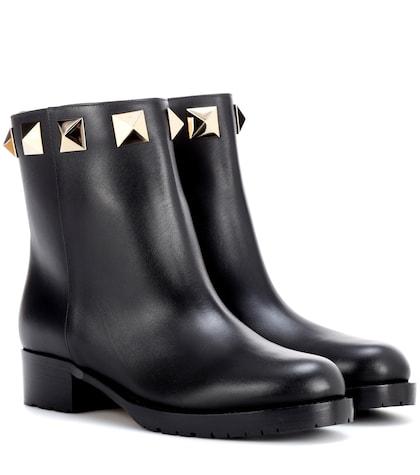 Moncler Valentino Garavani Leather Ankle Boots