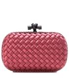 See By Chlo Knot Satin And Snakeskin Clutch
