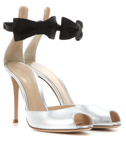Gianvito Rossi Metallic Leather And Satin Sandals