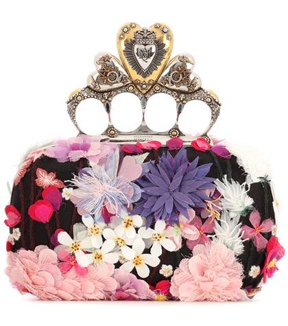 Alexander Mcqueen Embroidered Heart Knuckle Box Clutch