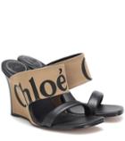 Chlo Canvas And Leather Wedge Sandals