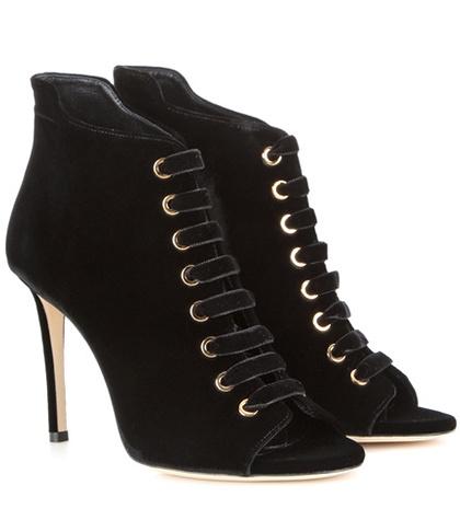 Jimmy Choo Mavy 100 Velvet Open-toe Ankle Boots