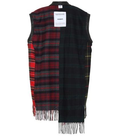 Vetements Plaid And Leather Sleeveless Jacket