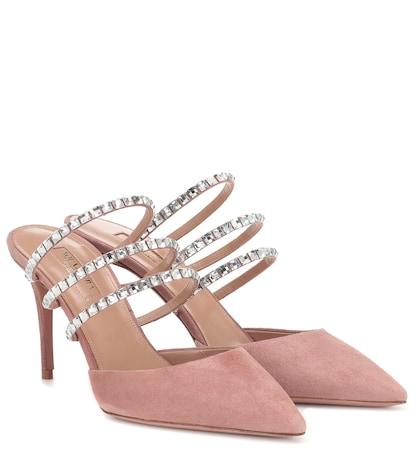 Aquazzura Donata 85 Suede Mules