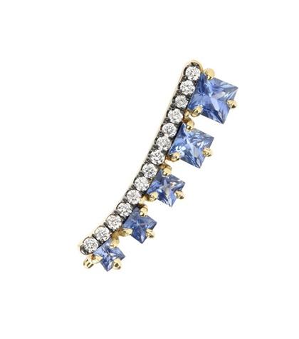 Jemma Wynne Sapphire And Diamond 18kt Yellow Gold Single Earring
