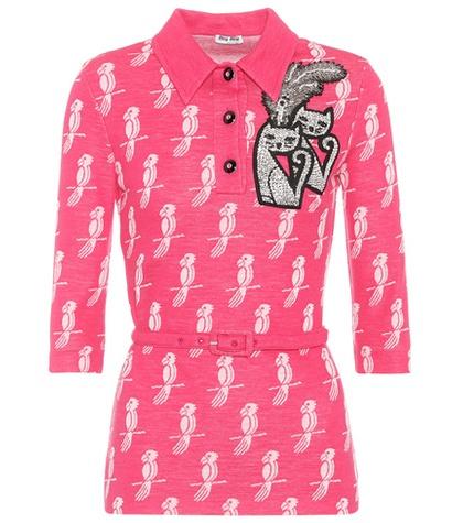 Miu Miu Embellished Wool-blend Blouse