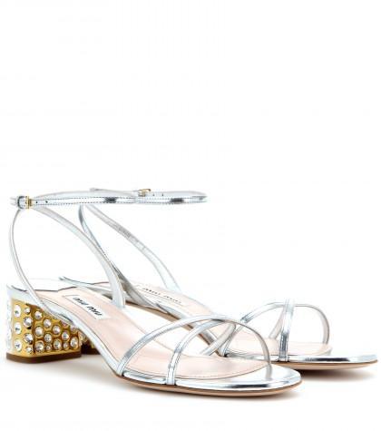 Miu Miu Metallic Leather Sandals