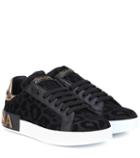 Melissa Odabash Leopard Leather-trimmed Sneakers