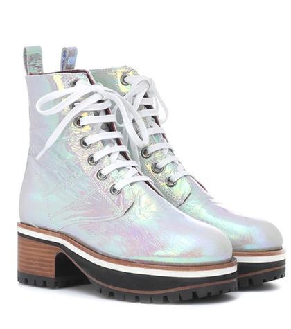 Stella Mccartney Holographic Leather Ankle Boots