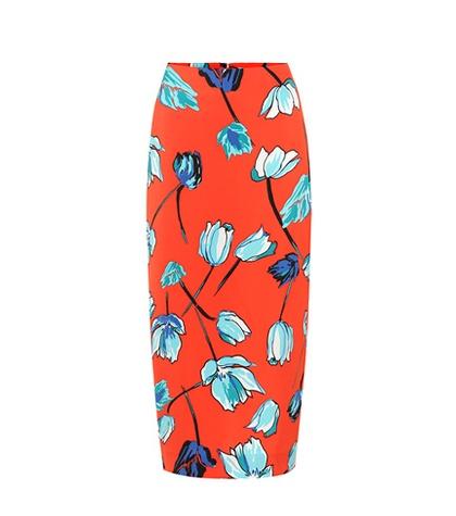 Diane Von Furstenberg Floral Crêpe Pencil Skirt