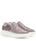 Alexander Mcqueen Leather-trimmed Glitter Slip-on Sneakers