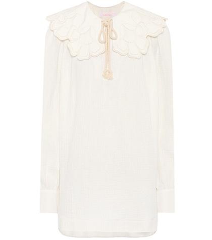 Victoria Victoria Beckham Ruffle-trimmed Cotton Blouse