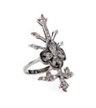 Ileana Makri 18kt White Oxidized Gold Macrame Ring With Brown Diamonds