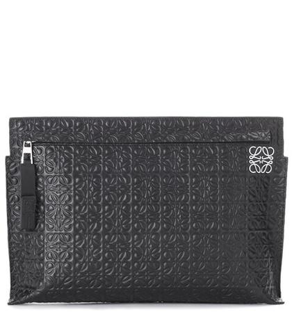 Loewe T Pouch Embossed Leather Clutch