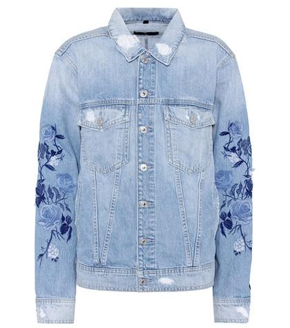 7 For All Mankind Boyfriend Embroidered Denim Jacket