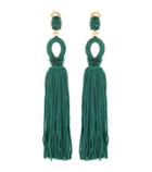 Oscar De La Renta Tassel Long Silk Clip-on Earrings