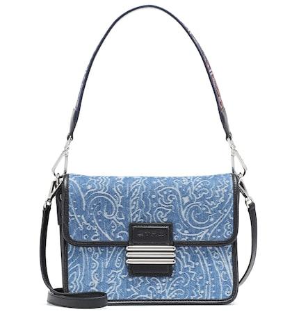 Etro Denim And Leather Shoulder Bag