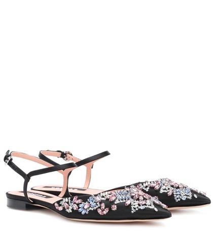 Rochas Embellished Satin Ballerinas