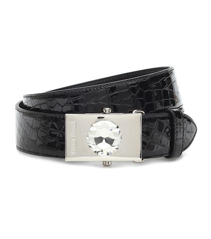 Miu Miu Croc-effect Patent Leather Belt