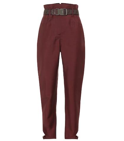 Fendi High-rise Mohair And Wool Pants