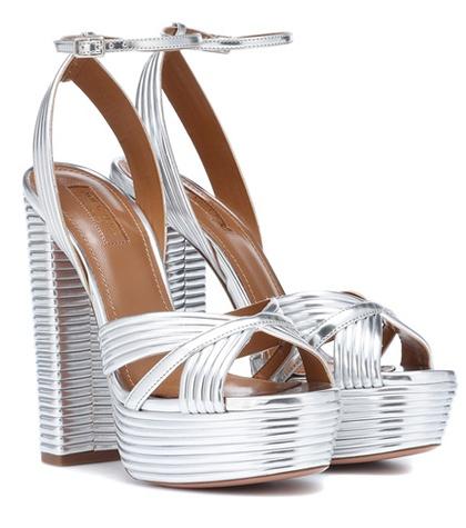 Aquazzura Metallic Leather Sandals