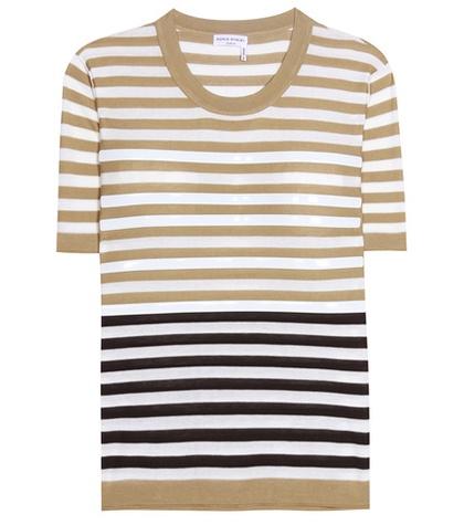 Chlo Embellished Striped Silk And Cotton T-shirt