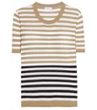 Chlo Embellished Striped Silk And Cotton T-shirt