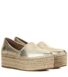 Miu Miu Metallic Leather Platform Espadrilles