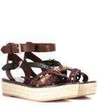 Burberry Malthouse Leather Espadrille Platform Sandals