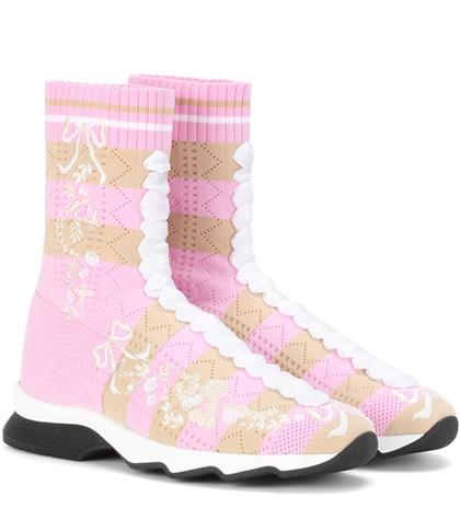 Fendi Embroidered High-top Sneakers