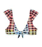Valentino Plaid Cap-sleeve Bikini Top