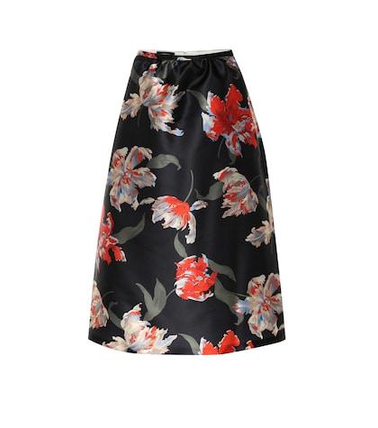 Rochas Floral-jacquard Satin Skirt