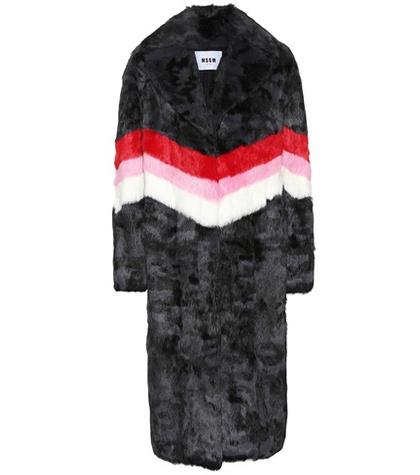 Msgm Striped Fur Coat