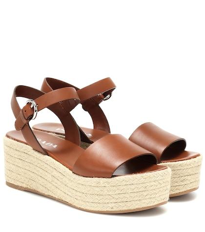 Prada Leather Espadrille Platforms