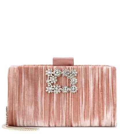 Roger Vivier Soft Flowers Velvet Clutch