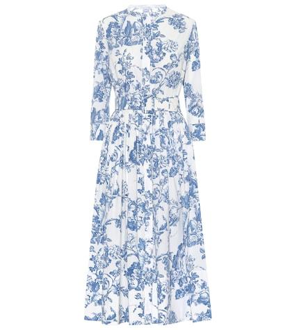 Oscar De La Renta Printed Stretch Cotton Midi Dress