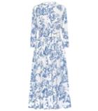 Oscar De La Renta Printed Stretch Cotton Midi Dress