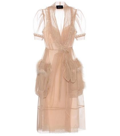 Linda Farrow Feather-trimmed Tulle Dress