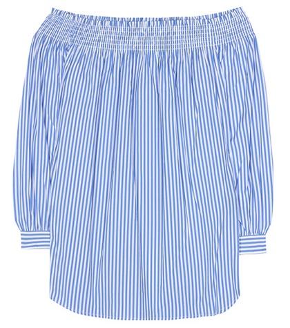 Jacquemus Striped Cotton Off-the-shoulder Blouse