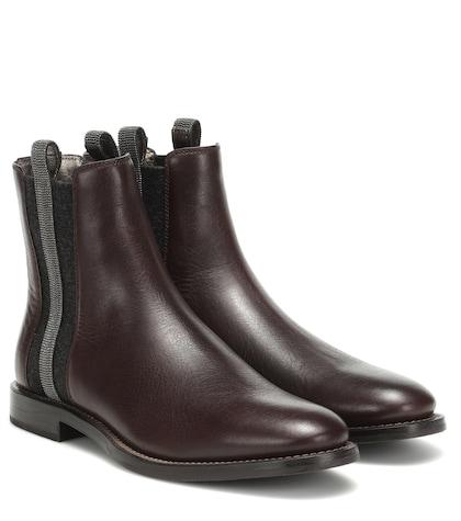 Brunello Cucinelli Embellished Leather Ankle Boots