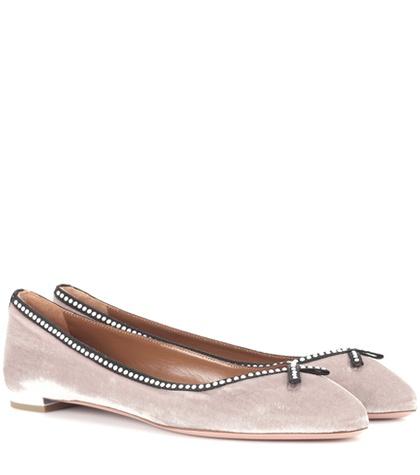Aquazzura Lou Lou Velvet Ballerinas